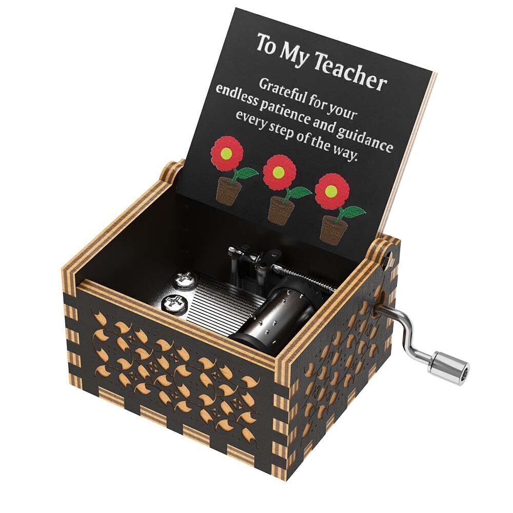 9044 Teacher Appreciation Music Box,Play You are My Sunshine Wood Black